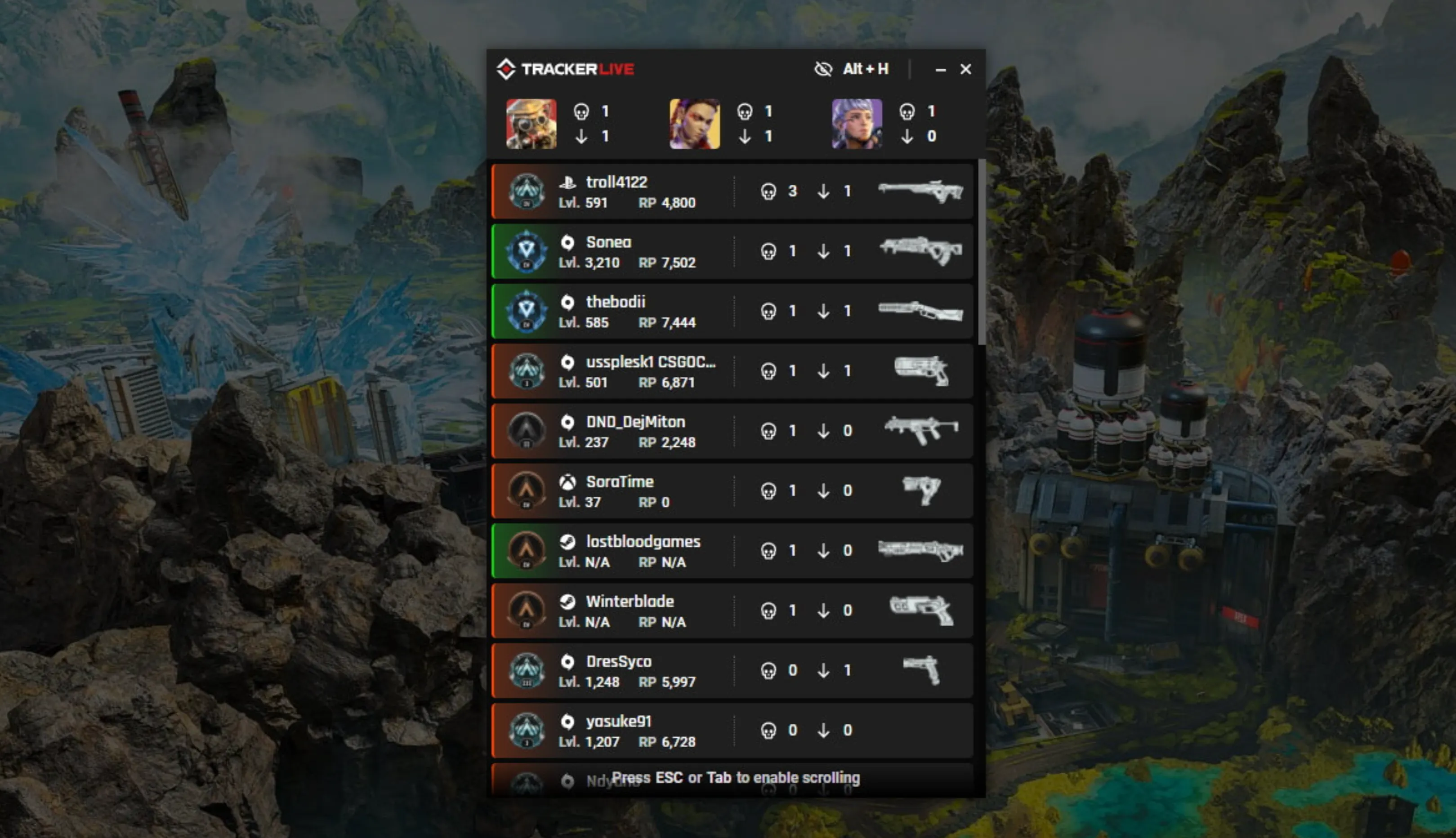 Tracker Live apex legends